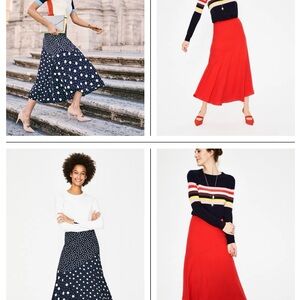 Boden Red Asymmetrical Midi Skirt for Cocktail Events